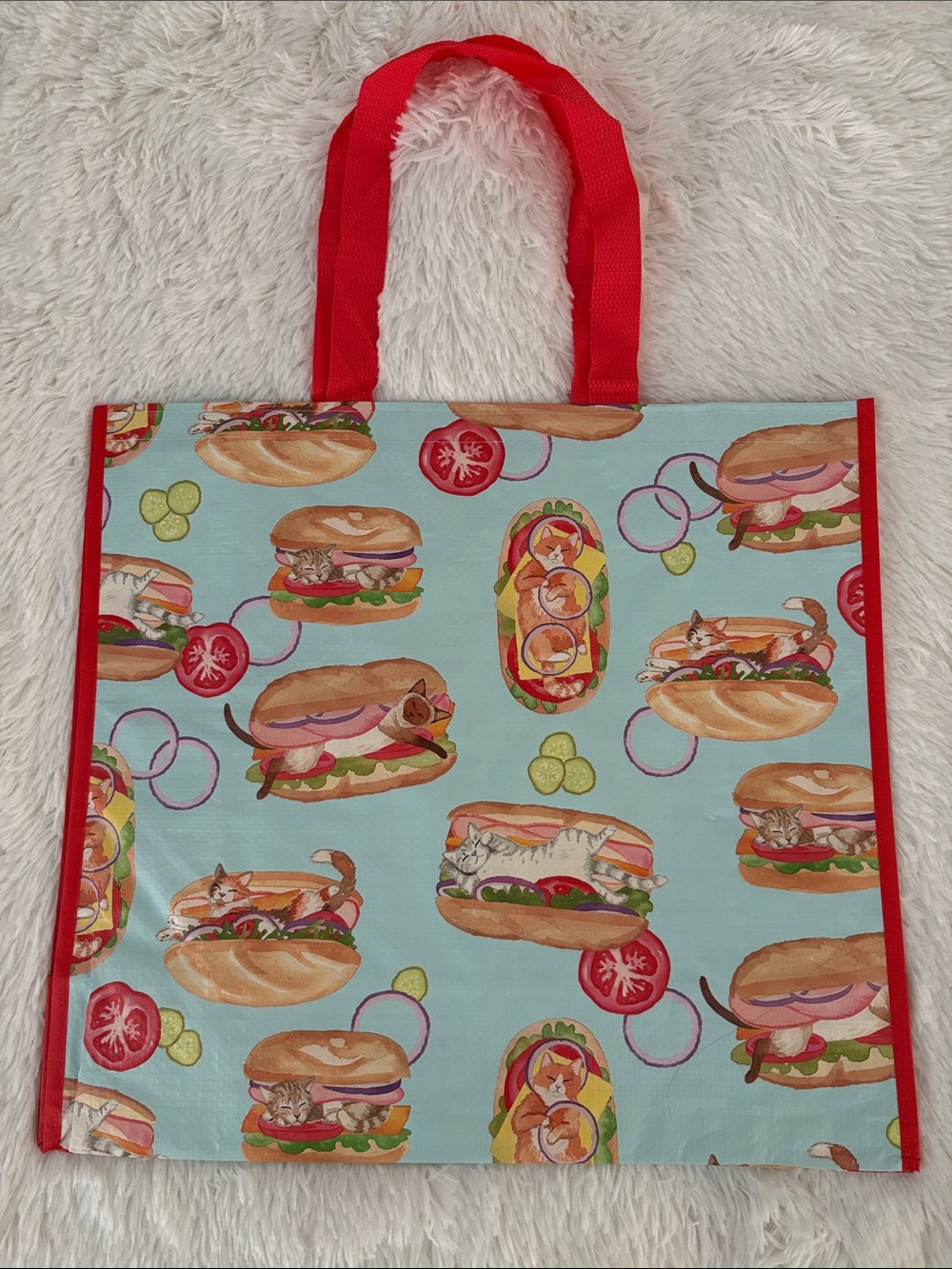 Reusable Shopping Bag TJ Maxx Cat Sandwich Hero Grinder Deli Tote Bag NWT